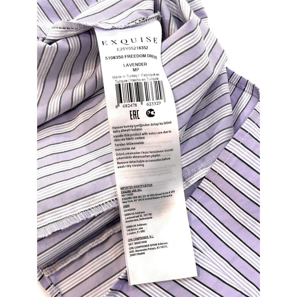Anthropologie Exquise Freedom Mini Dress High Neck Sz MP Petite Lavender Striped - Picture 6 of 7